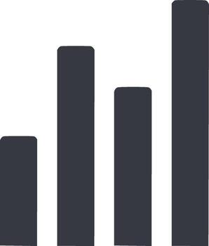Four dark gray bars increasing in height from left to right forming a graph vector