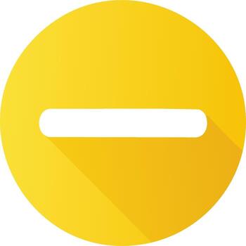 Simple yellow circle with a white horizontal line and shadow vector