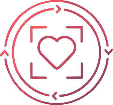 Circular diagram with heart icon in focus and rotating arrows symbol vector