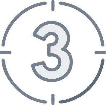 Stylized number three inside a circular aiming or timing symbol graphic vector