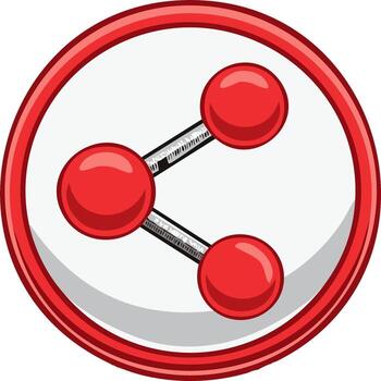 Red share icon with three connected circles symbolizing social media networking and communication vector
