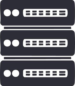 Data center server rack icon with stacked network hardware for cloud computing vector