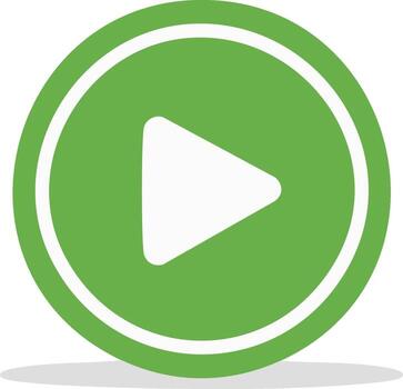 play button icon. Flat design circular media play symbol with green fill and white center triangle for websites, applications vector