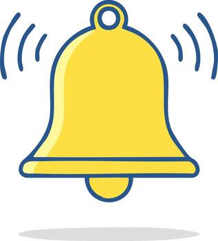 amarillo El sonar notificación campana icono sencillo dibujos animados ilustración para web y móvil aplicación alertas vector