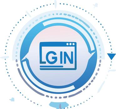 Digital Login Icon with Circular Connectivity and Data Flow vector