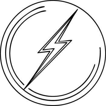 Simple Outline of a Lightning Bolt Inside a Circle Symbol vector