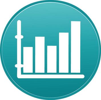 Growth chart icon in a glossy teal circle representing business data analysis and statistics vector