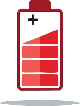 Red Battery Charging Icon with Power Level Indicator Illustration vector