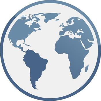 The world map in a circle with a blue background vector