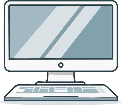 Modern All In One Desktop Computer with Keyboard Flat Design Illustration vector
