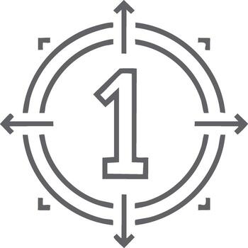 Clean Line Art Icon of Number One Within a Circular Target Symbol with Arrows vector