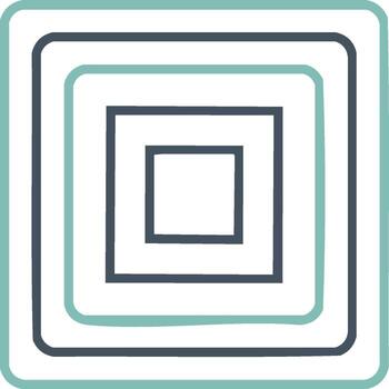 Abstract geometric pattern of concentric rounded squares in shades of blue and teal illustration vector