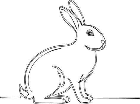 Elegant continuous line drawing of a charming rabbit looking to the right side vector
