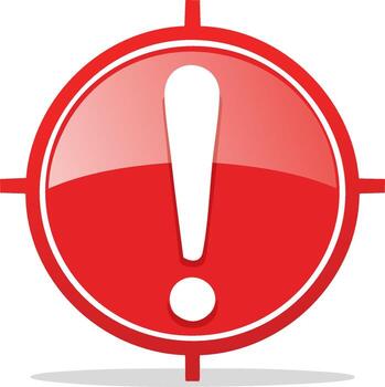 Red Exclamation Mark Symbol in Circular Target Reticle Warning Notification vector