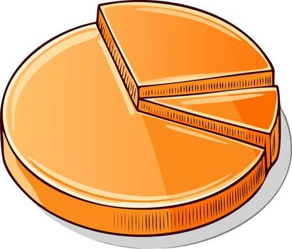 Orange 3D pie chart graphic. Infographic business data visual, illustration vector