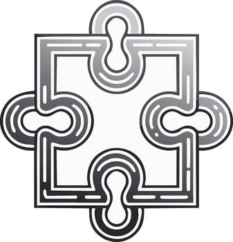 Stylized gray puzzle piece with gradient lines symbolizing problem solving connection and teamwork vector