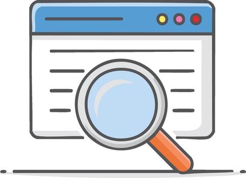 aumentador vaso terminado navegador ventana representando buscar y información exploración vector