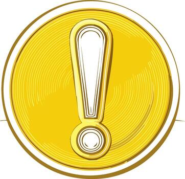importante notificación icono presentando un estilizado oro exclamación punto y circular textura vector