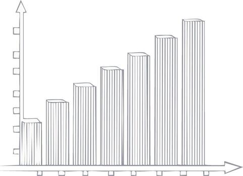 mano dibujado bar gráfico demostración creciente tendencia y crecimiento concepto vector