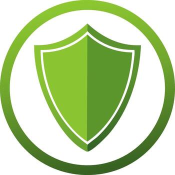 Abstract Green Shield Icon Symbolizing Protection and Security vector