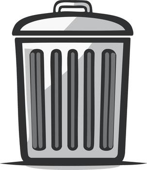 Grayscale trash can icon simple graphic symbol for waste disposal and recycling concepts vector