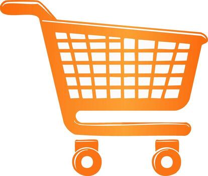 Orange Shopping Cart Icon with Grid Pattern and Wheels vector