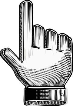 Hand Gesture Drawing Pointer Finger Up Iconic Symbol in Sketch Style vector