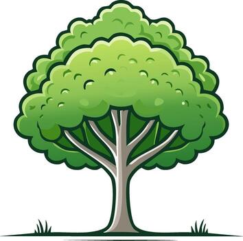 estilizado verde árbol con lozano pabellón y visible ramas vector