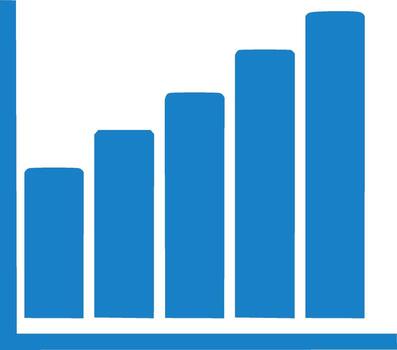 azul bar grafico icono representando creciente datos vector