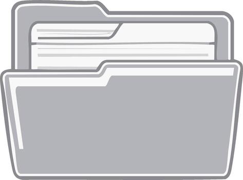 Grayscale file folder icon with documents for office data management and archive storage illustration vector