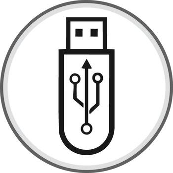 estilizado USB destello conducir icono con conexión símbolo dentro un circulo vector