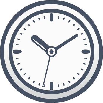 Simple Circular Clock Face with Hour and Minute Hands Pointing vector