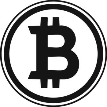 Bitcoin cryptocurrency symbol icon for digital money and blockchain technology in a black circle vector