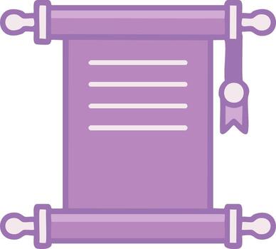 Purple Scroll Document with Seal and Lines for Text Illustration vector