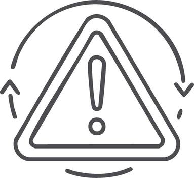 Warning Sign with Exclamation Mark in Triangle with Refresh Arrows Linear Icon vector