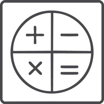 Arithmetic Operations Icon in Square Outline - Addition, Subtraction, Multiplication, Division vector