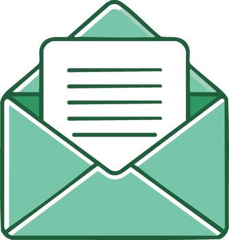 abierto verde sobre conteniendo un forrado carta, mensaje, notificación icono vector
