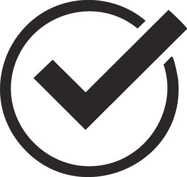 Checkmark inside a circle icon. Approve concept with round check mark sign. Correct option. Quality control symbol with simple design vector