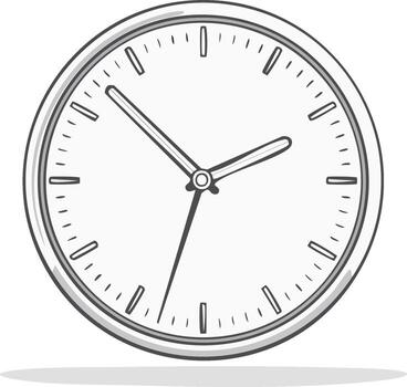 Simple Line Art Clock Face Indicating Time with Hour and Minute Hands vector