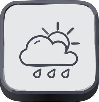 Raining Cloud and Sun Weather App Icon Design for Mobile Forecasting vector