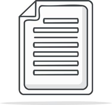 Document illustration with lines of text and a folded corner vector