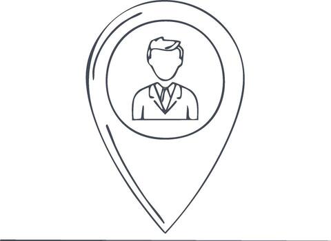 hombre en traje icono dentro ubicación alfiler sencillo línea Arte gráfico diseño vector