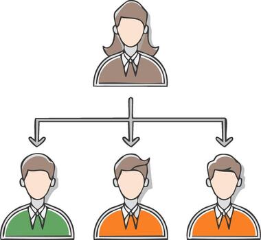 Business Hierarchy Chart With Manager And Employees Simplified Organizational Structure vector