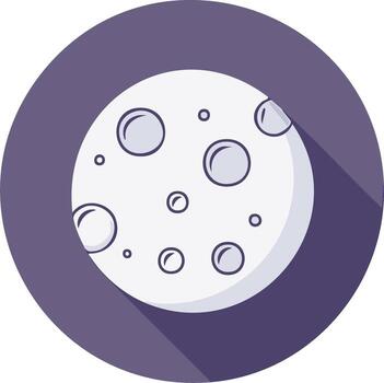 Full Moon Icon with Craters in Circle Shape Illustration with Long Shadow vector