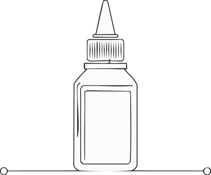 Simple illustration of a glue bottle with applicator tip and cap vector