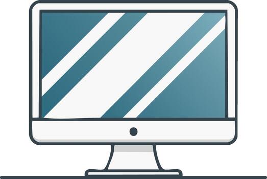 Modern minimalist desktop computer monitor display technology illustration icon vector