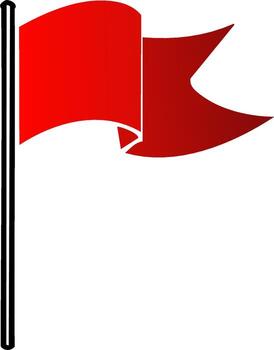 Waving Red Flag on Pole Symbolizing Alert Warning Danger or Competition Indicator Over White Background vector