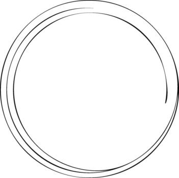 Zen circle sketch with thin overlapping spiral lines. Minimalist ink drawing element vector