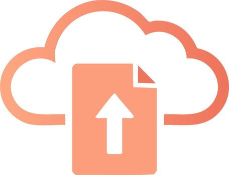 Cloud Upload Symbol with Arrow Concept Peach Gradient vector