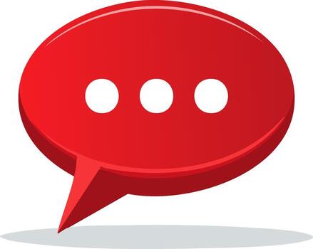Red 3D speech bubble with ellipses to represent conversation, chatting, dialogue, talk, and texting vector